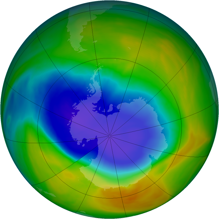 Antarctic ozone map for 29 October 2005